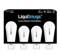 LiquiSnugs Premium - 100% Guaranteed Leak Proof Silicone Travel Bottles For Toiletries - TSA Approved Container. Premium Range Travel Shampoo Bottles with Suction Cups and Adjustable Labels