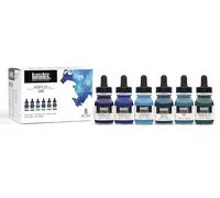 Liquitex 3699375 Liquid Professional Acrylic Paints - Ink Set, Highly Pigmented Airbrush Paint, Water Tones 6 Colours 30 ml Each