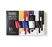 Liquitex 3699405 Basics Acrylic Paint, Mono-pigmented Artist Pigments, Lightfast, Medium Viscosity, Archival Quality, Silky Gloss Finish - 5 Colours Set of 75 ml