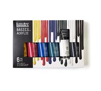 Liquitex 3699420 Basics - Acrylic Paint, Mono-pigmented Artist Pigments, Lightfast, Medium Viscosity, Archival Quality, Silky Gloss Finish - 6 Colours Set of 118 ml, 6 Colours in 118 ml Tubes