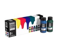 Liquitex 3699430 Basics Fluid Acrylic Paint Set with Flowing Consistency, Quick Drying, Lightfast, Waterproof, Water-based, 6 Colour Sets of 118 ml Bottles