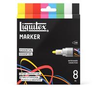 Liquitex 3699484 Multi-surface markers with durable tips and quick drying aqueous base - bright colours on canvas, wood, glass, textiles - Essential Color Set, 8 x 2 mm