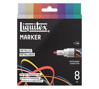 Liquitex 3699487 Multi-Surface Marker Pens with Durable Tips and Quick-Drying Aqueous Base - Bright Colours on Canvas, Wood, Glass, Textiles - Set of Metallic Colours, 8 x 2 mm