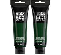 Liquitex 8870029 Basics Acrylic Paint, Green Deep Permanent, 118 ml Tube (Pack of 2)