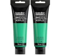 Liquitex 8870036 Basics Acrylic Paint, Bright Aqua Green, 118 ml Tube (Pack of 2)