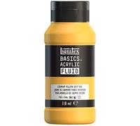 Liquitex 8870383 Basics Fluid Acrylic Paint with Flowing Consistency, Quick Drying, Lightfast, Waterproof, Water-based, 118 ml Bottle, Cadmium Yellow, Dark Colour