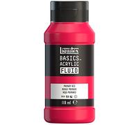 Liquitex 8870390 Basics Fluid Acrylic Paint with Flowing Consistency, Quick Drying, Lightfast, Waterproof, Water-based, 118 ml Bottle - Primary Red