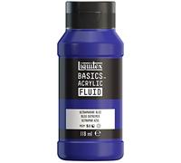 Liquitex 8870397 Basics Fluid Acrylic Paint with Flowing Consistency, Quick Drying, Lightfast, Waterproof, Water-based, 118 ml Bottle - Ultramarine Blue