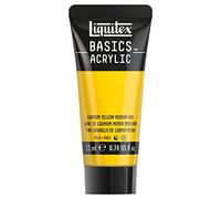 Liquitex 8870454 Basics Acrylic Paint - Cadmium Yellow Medium Shade - 22 ml Tube, Lightfast, Medium Viscosity, Silk Gloss, Mono-pigmented, Archival Quality