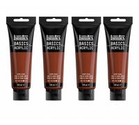 Liquitex Basics Acrylic Paint 4x118ml Art Supplies Burnt Sienna - New
