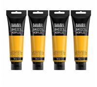 Liquitex Basics Acrylic Paint 4x118ml Art Supplies Cadmium Yellow Deep Hue - New