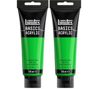 Liquitex Basics Acrylic Paint, Fluorescent Green, 118 ml Tube (Pack of 2)