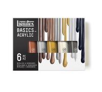 Liquitex Basics Acrylic Paint Metallic & Iridescent Colours 6 x 118ml Set