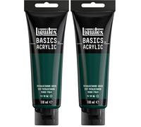 Liquitex Basics Acrylic Paint, Phthalocyanine Green, 118 ml Tube (Pack of 2)