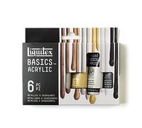Liquitex Basics Acrylic Paint, Set of 6 Colours, Metallics & Iridescents, 6 x 22ml