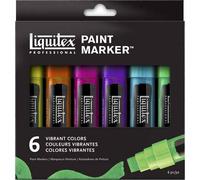 Liquitex 3699246 Professional Paint Acrylic Paint Markers, Artist Pigments for Drawing, Painting on Paper, Canvas, Textiles, Fine Tip - 6 Marker Set, Vibrant Tones