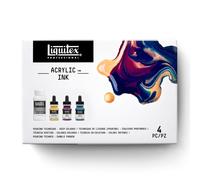 Liquitex Professional Acrylic Ink, Set of 3 x 30 ml Deep Colours and 1 x 118 ml Pouring Technique Medium