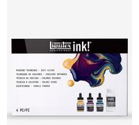 Liquitex Professional Acrylic Ink, Set of 3 x 30 ml Deep Colours and 1 x 118 ml Pouring Technique Medium