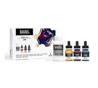 Liquitex Professional Acrylic Ink, Set of 3 x 30 ml Deep Colours and 1 x 118 ml Pouring Technique Medium