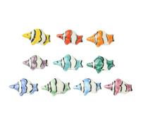 LiQunSweet 10 pcs 10 Colors Handmade Ceramic Porcelain Fish Beads Ocean Animals Spacer Beads for DIY Jewelry Bracelet Necklace Earring Crafts Bag Keychain Phone Decor