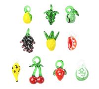 LiQunSweet 10 pcs 10 Styles Lampwork Glass Imitation Fruit Charms Cherry Lemon Watermelon Strawberry Grape Charms for DIY Jewelry Bracelet Necklace Earring Bag Keychain Decor