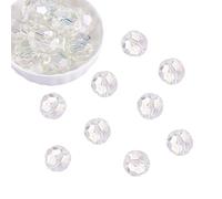 LiQunSweet 10 Pcs 20mm Clear Acrylic Large Beads Faceted AB Color Plated Round Disco Ball Chunky Big Bead for Jewelry Making Home Garland Décor Party Jewelry Making