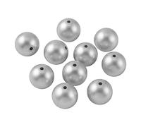 LiQunSweet 10 Pcs 20mm Matte Style Spray Painted Acrylic Beads Round Imitated Metal Silver Beads Chunky Bubble Gum Bead for Handmade Crafts Jewelry Making