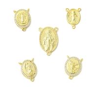 LiQunSweet 10 pcs 5 Styles Virgin Mary Theme Brass Cubic Zirconia Chandelier Charms Medal Religious Saint Charms for DIY Jewelry Bracelet Necklace Earring Craft Bag Decor