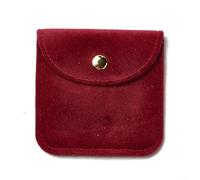 LiQunSweet 10 Pcs 8x8cm Red Velvet Jewelry Storage Pouches Square Jewelry Bags with Golden Tone Snap Fastener for Traveling Rings Bracelets Necklaces Earrings