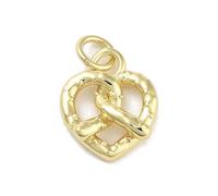 LiQunSweet 10 Pcs Brass Pretzel Bread Heart Charms Sweet Love Heart Pretzel Charms for Bracelets Bulk Valentines Jewelry Making