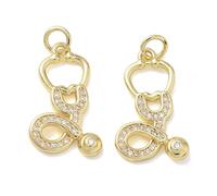 LiQunSweet 10 Pcs Brass Stethoscope Charms 20x12mm Micro Pave Cubic Zirconia CZ Medical Listening Device Shape Charm for Jewelry Making DIY Craft Nurses Doctors Medical Professionals Gift