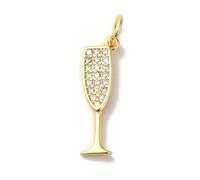 LiQunSweet 10 Pcs Brass Wine Glass Charms Cubic Zirconia Wine Goblet Charms for Jewelry Making Earrings DIY Bulk