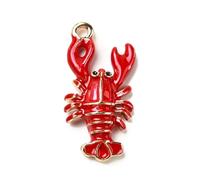 LiQunSweet 10 pcs Cute Red Lobster Enamel Charms Barbecue Theme Ocean Sea Animal Charms for DIY Jewelry Bracelet Necklace Earring Craft Bag Purse Keychain Decor