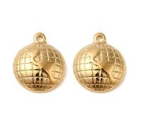 LiQunSweet 10 pcs Golden Color 201 Stainless Steel Half Round with Earth Charms Globe Planet Charms for DIY Jewelry Necklace Bracelet Earring Crafts Bag Keychian Phone Decor Bulk