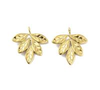 LiQunSweet 10 pcs Golden Color 316L Stainless Steel Leaf Charms Tree Leaves Plant Charms for DIY Jewelry Necklace Bracelet Earring Crafts Bag Keychian Phone Decor Bulk