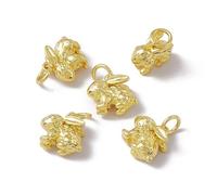 LiQunSweet 10 pcs Golden Color Brass Rabbit Shaped Charms Easter Theme Animals Charms for DIY Jewelry Necklace Earring Bracelet Crafts Bag Keychain Phone Decor