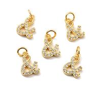 LiQunSweet 10 pcs Golden Color Creative Sign & Charms Brass Cubic Zirconia Punctuation Mark Symbol Charms for DIY Jewelry Bracelet Necklace Earring Crafts Bag Keychain Decor