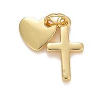 LiQunSweet 10 pcs Golden Color Cross Heart Shaped Brass Charms Love Jesus Christ Crucifix Charms for DIY Jewelry Bracelet Necklace Earring Craft Accessory