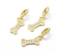 LiQunSweet 10 pcs Golden Color Dog Bone European Dangle Charms Pet Animals Large Hole Charms for DIY Jewelry Bracelet Necklace Earring Bag Keychain Phone Decor