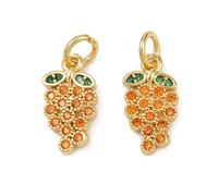 LiQunSweet 10 pcs Golden Color Grape Theme Brass Cubic Zirconia Charms Fruit Food Real 18K Gold Plated Charms for DIY Jewelry Bracelet Necklace Earring Craft Bag Decor