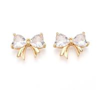 LiQunSweet 10 pcs Golden Color Lovely Bowknot Charms Brass Cubic Zirconia Makeup Bow Tie Charms for DIY Jewelry Bracelet Necklace Earring Crafts Bag Keychain Decor