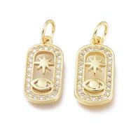 LiQunSweet 10 pcs Golden Color Oval with Star Eye Charms Brass Cubic Zirconia Celestial Evil Eye Charms for DIY Jewelry Bracelet Necklace Earring Crafts Bag Keychain Decor