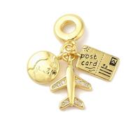 LiQunSweet 10 pcs Golden Color Travel Theme European Dangle Charms Earth Plane Post Card Large Hole Charms for DIY Jewelry Bracelet Necklace Earring Bag Keychain Phone Decor