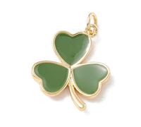 LiQunSweet 10 pcs Green Clover Leaf Enamel Charms St. Patrick's Day Shamrock Three Leaves Charms for DIY Jewelry Necklace Bracelet Earring Crafts Bag Keychain Phone Decor