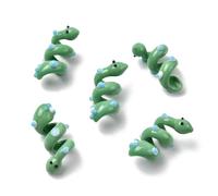LiQunSweet 10 pcs Green Snake Bumpy Enamel Lampwork Glass Beads Animals Spacer Beads for DIY Jewelry Bracelet Necklace Earring Crafts Bag Keychain