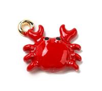 LiQunSweet 10 pcs Lovely Red Crab Enamel Charms Barbecue Theme Ocean Sea Animal Charms for DIY Jewelry Bracelet Necklace Earring Craft Bag Purse Keychain Decor