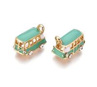 LiQunSweet 10 pcs Mini Bus Enamel Charms Vehicle Transportation Traffic Charms for DIY Jewelry Necklace Earring Bracelet Crafts Bag Keychain Phone Decor