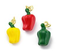 LiQunSweet 10 pcs Mixed Colors Bell Pepper Theme Brass Enamel Charms Chilli Food Vegetable Real 18K Gold Plated Charms for Jewelry Making Necklace Bracelet Earring DIY Craft