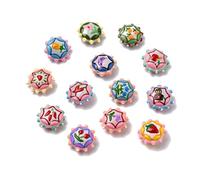LiQunSweet 10 pcs Mixed Styles 19.5MM Flat Round Bumpy Enamel Glass Beads Fruit Vegetable Flower Pattern Beads for DIY Jewelry Bracelet Necklace Earring Crafts Bag Keychain