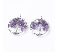 LiQunSweet 10 pcs Natural Amethyst Gemstone Purple Tree Charms Stone Chip Plant Charms for DIY Jewelry Bracelet Necklace Earring Bag Keychain Phone Decor